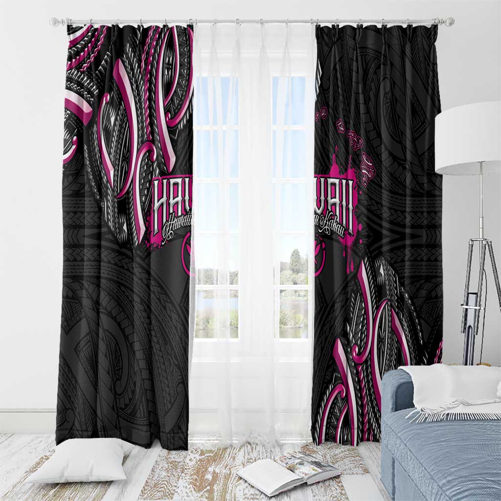 Traditional Art Hawaiian Kakau Tattoos Window Curtain Pink Color - Polynesian Pride
