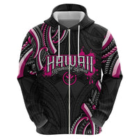 Traditional Art Hawaiian Kakau Tattoos Zip Hoodie Pink Color - Polynesian Pride