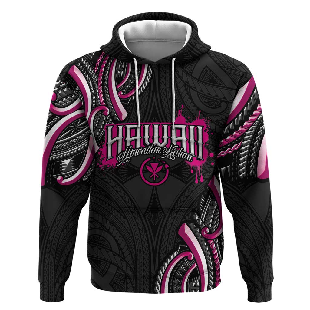 Traditional Art Hawaiian Kakau Tattoos Zip Hoodie Pink Color - Polynesian Pride