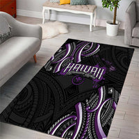 Traditional Art Hawaiian Kakau Tattoos Area Rug Purple Color - Polynesian Pride