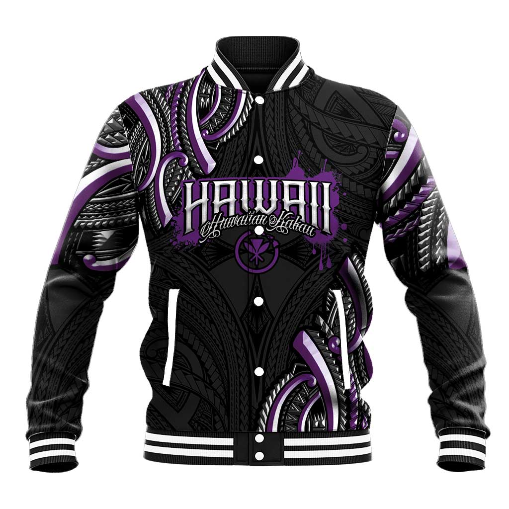Traditional Art Hawaiian Kakau Tattoos Baseball Jacket Purple Color LT03 Unisex Purple - Polynesian Pride