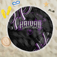 Traditional Art Hawaiian Kakau Tattoos Beach Blanket Purple Color LT03 One Size 150cm Purple - Polynesian Pride