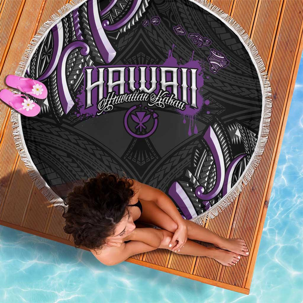 Traditional Art Hawaiian Kakau Tattoos Beach Blanket Purple Color LT03 - Polynesian Pride