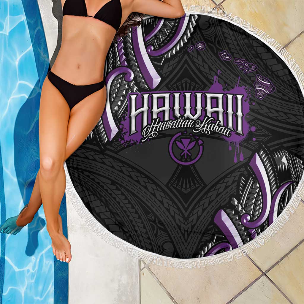 Traditional Art Hawaiian Kakau Tattoos Beach Blanket Purple Color LT03 - Polynesian Pride