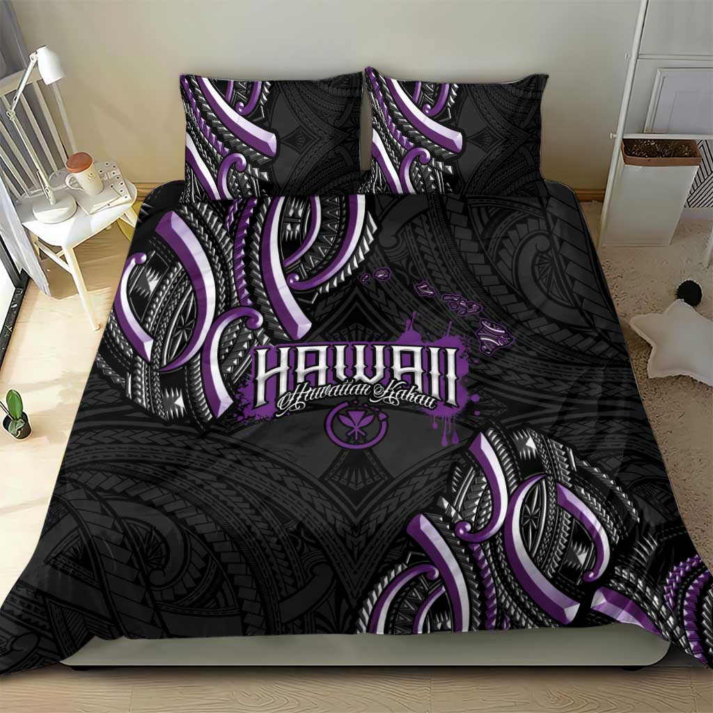 Traditional Art Hawaiian Kakau Tattoos Bedding Set Purple Color - Polynesian Pride
