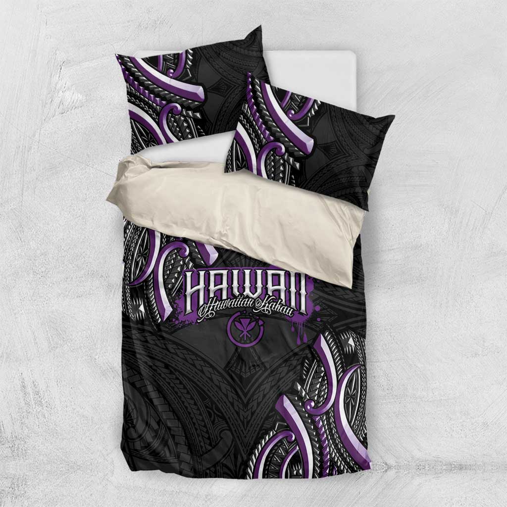 Traditional Art Hawaiian Kakau Tattoos Bedding Set Purple Color - Polynesian Pride