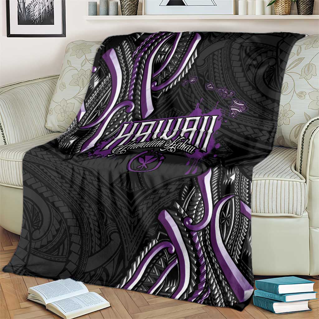 Traditional Art Hawaiian Kakau Tattoos Blanket Purple Color - Polynesian Pride