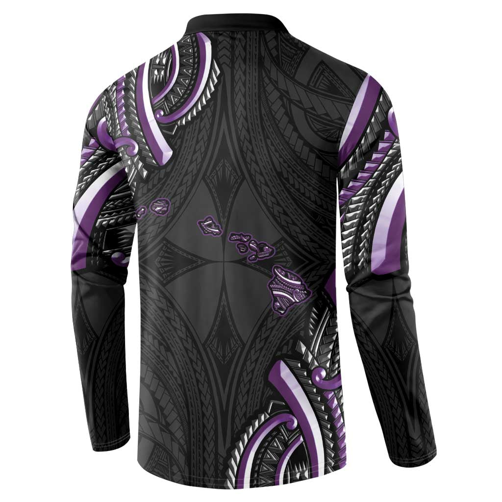 Traditional Art Hawaiian Kakau Tattoos Button Sweatshirt Purple Color LT03 - Polynesian Pride