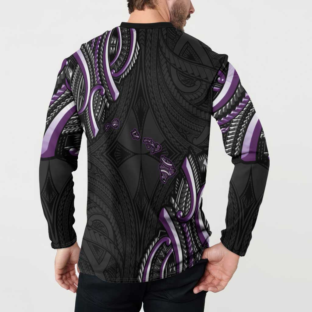 Traditional Art Hawaiian Kakau Tattoos Button Sweatshirt Purple Color LT03 - Polynesian Pride