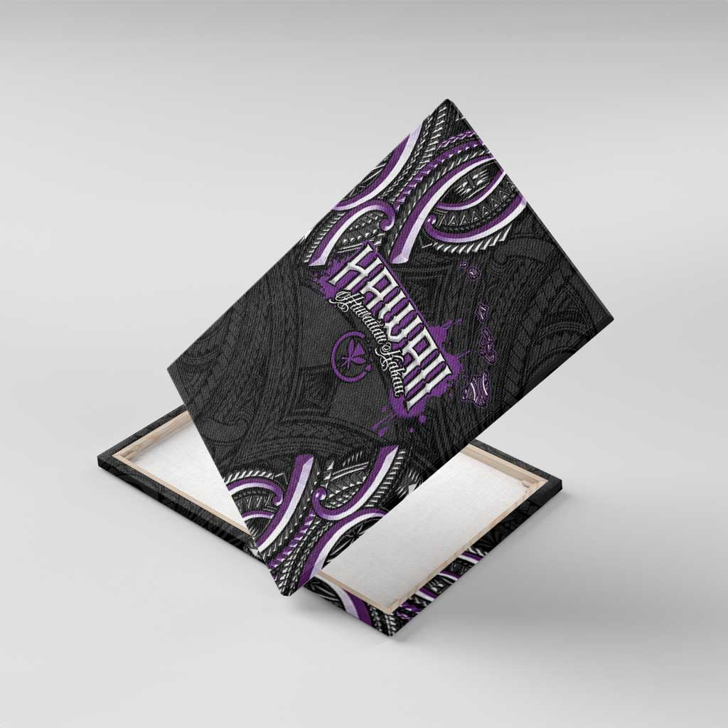 Traditional Art Hawaiian Kakau Tattoos Canvas Wall Art Purple Color LT03 With Frame Purple - Polynesian Pride