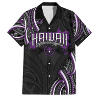 Traditional Art Hawaiian Kakau Tattoos Family Matching Long Sleeve Bodycon Dress and Hawaiian Shirt Purple Color - Polynesian Pride