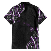 Traditional Art Hawaiian Kakau Tattoos Family Matching Off The Shoulder Long Sleeve Dress and Hawaiian Shirt Purple Color - Polynesian Pride