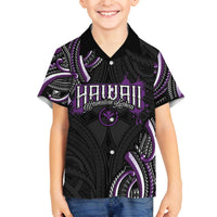 Traditional Art Hawaiian Kakau Tattoos Family Matching Off The Shoulder Long Sleeve Dress and Hawaiian Shirt Purple Color - Polynesian Pride