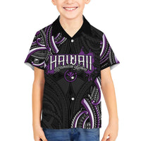 Traditional Art Hawaiian Kakau Tattoos Family Matching Off Shoulder Maxi Dress and Hawaiian Shirt Purple Color - Polynesian Pride