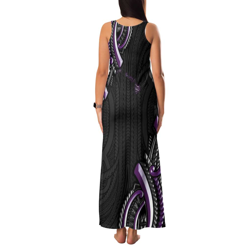 Traditional Art Hawaiian Kakau Tattoos Family Matching Tank Maxi Dress and Hawaiian Shirt Purple Color - Polynesian Pride