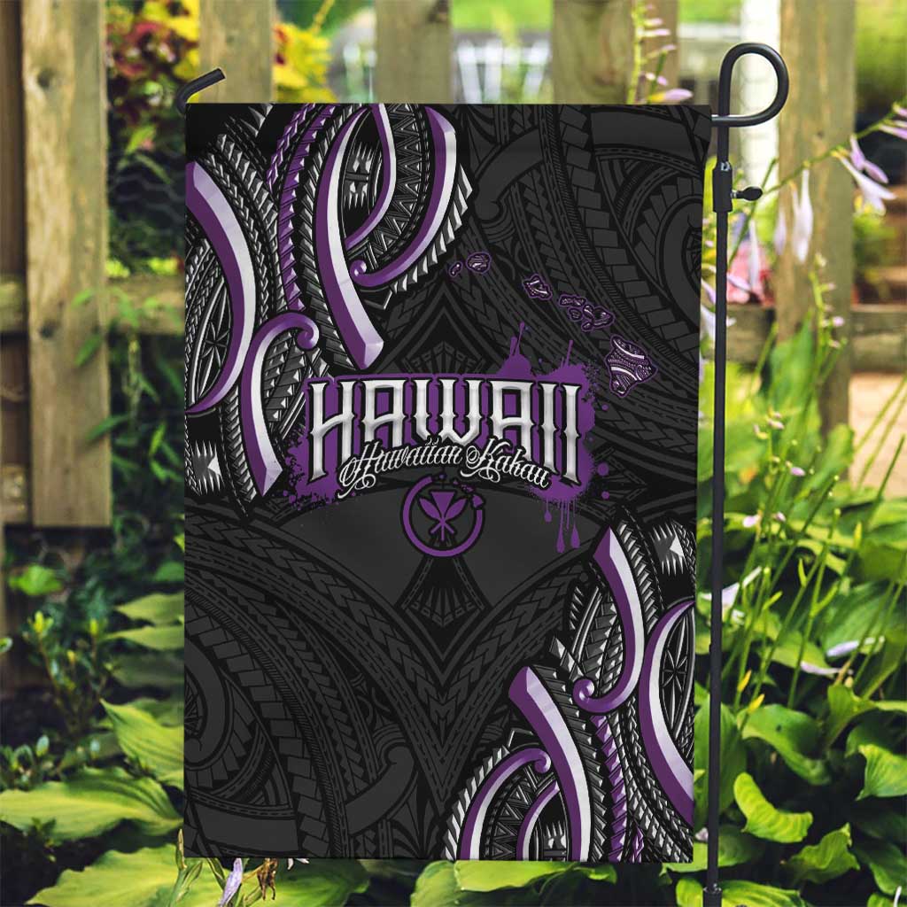 Traditional Art Hawaiian Kakau Tattoos Garden Flag Purple Color - Polynesian Pride