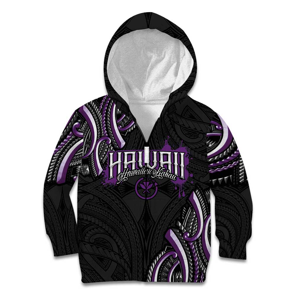 Traditional Art Hawaiian Kakau Tattoos Kid Hoodie Purple Color - Polynesian Pride