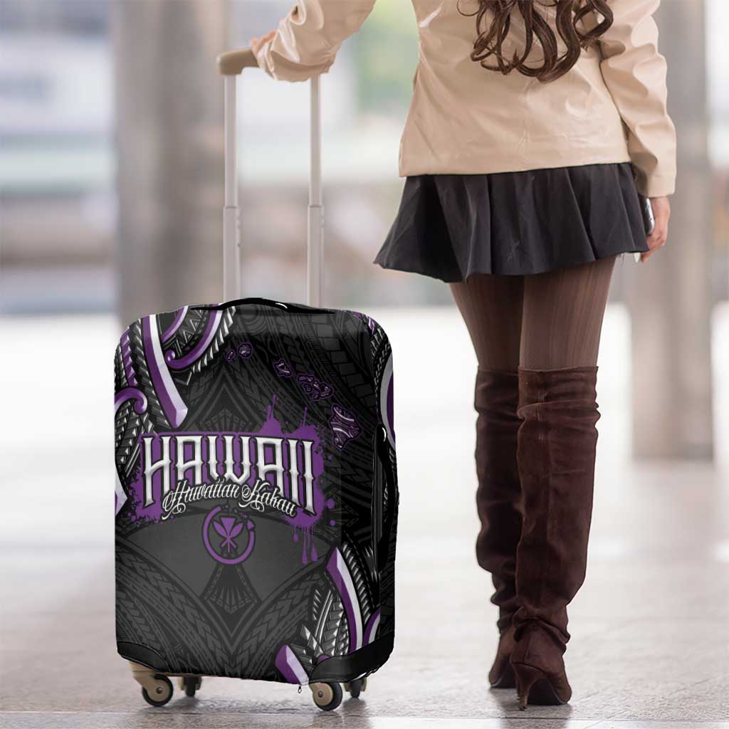 Traditional Art Hawaiian Kakau Tattoos Luggage Cover Purple Color - Polynesian Pride