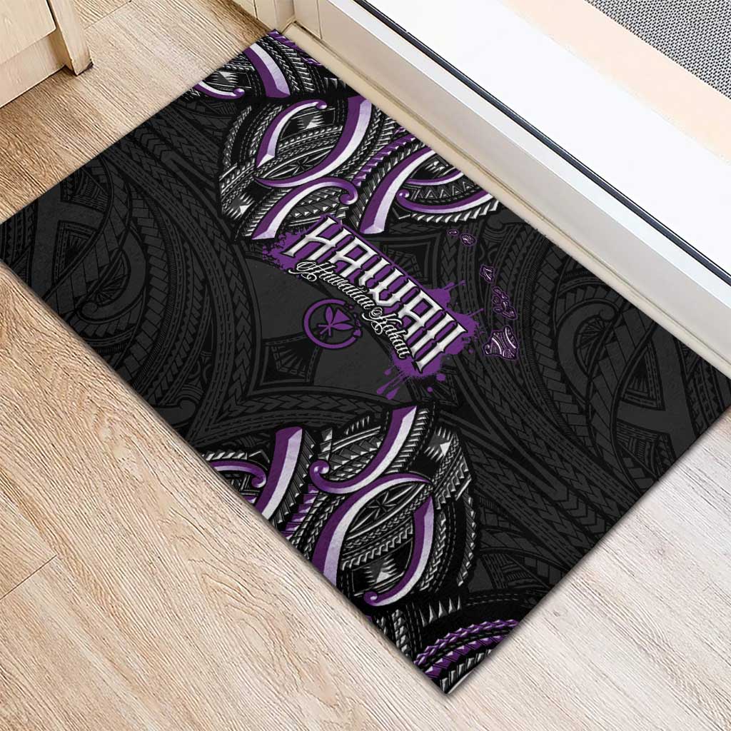 Traditional Art Hawaiian Kakau Tattoos Rubber Doormat Purple Color LT03 - Polynesian Pride