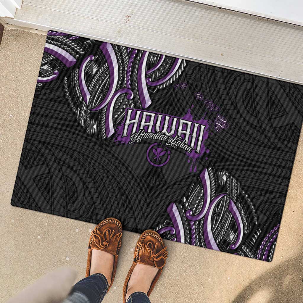 Traditional Art Hawaiian Kakau Tattoos Rubber Doormat Purple Color LT03 - Polynesian Pride