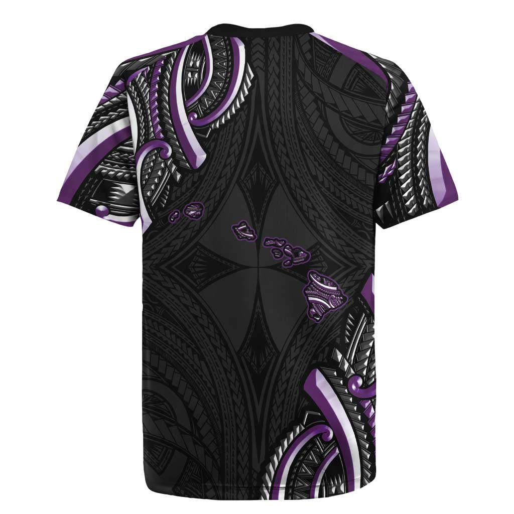 Traditional Art Hawaiian Kakau Tattoos Rugby Jersey Purple Color LT03 - Polynesian Pride