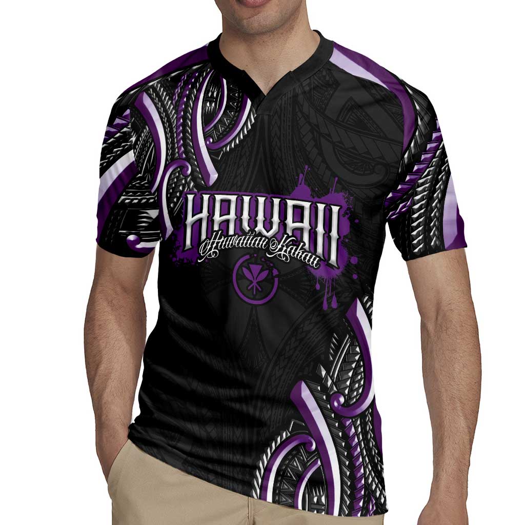 Traditional Art Hawaiian Kakau Tattoos Rugby Jersey Purple Color LT03 - Polynesian Pride