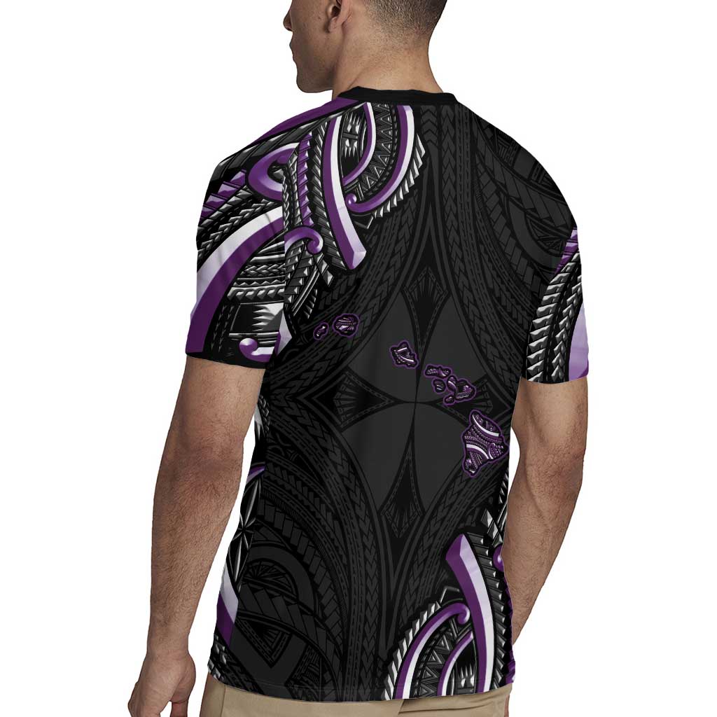 Traditional Art Hawaiian Kakau Tattoos Rugby Jersey Purple Color LT03 - Polynesian Pride