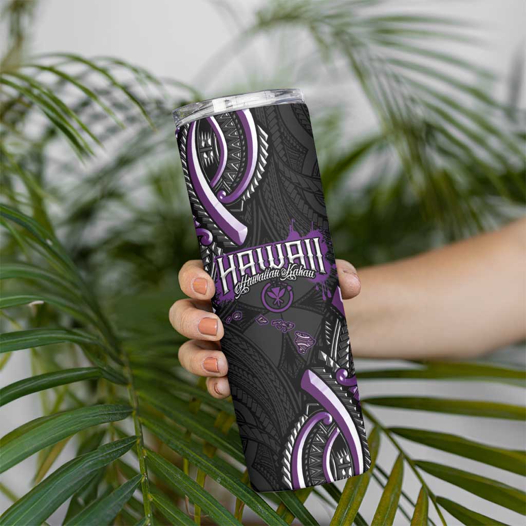 Traditional Art Hawaiian Kakau Tattoos Skinny Tumbler Purple Color - Polynesian Pride