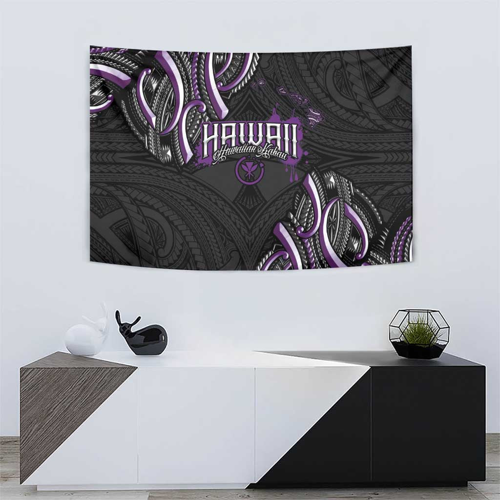 Traditional Art Hawaiian Kakau Tattoos Tapestry Purple Color - Polynesian Pride