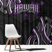Traditional Art Hawaiian Kakau Tattoos Window Curtain Purple Color - Polynesian Pride