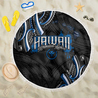 Traditional Art Hawaiian Kakau Tattoos Beach Blanket Blue Color LT03 One Size 150cm Blue - Polynesian Pride