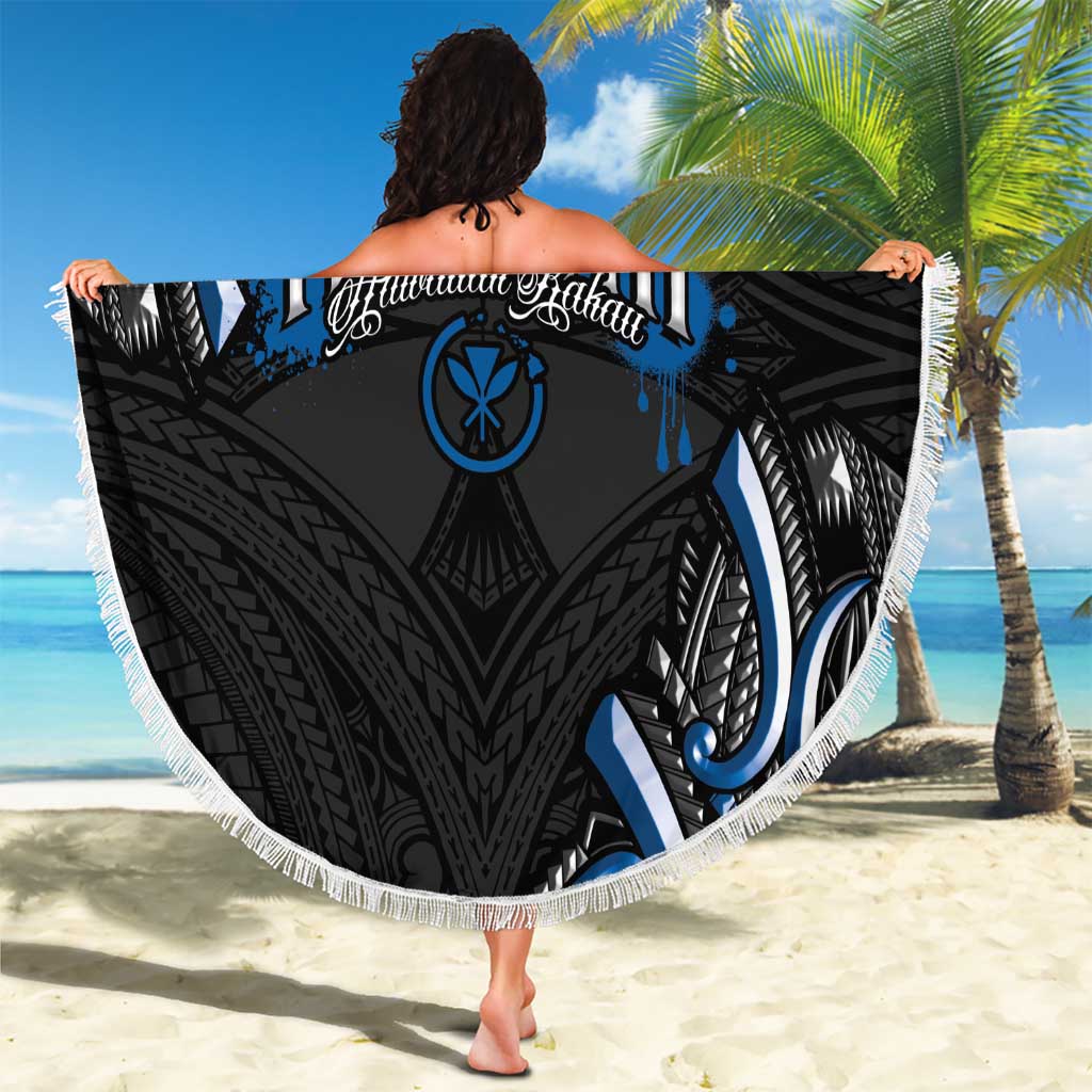 Traditional Art Hawaiian Kakau Tattoos Beach Blanket Blue Color LT03 - Polynesian Pride