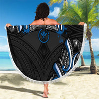Traditional Art Hawaiian Kakau Tattoos Beach Blanket Blue Color LT03 - Polynesian Pride