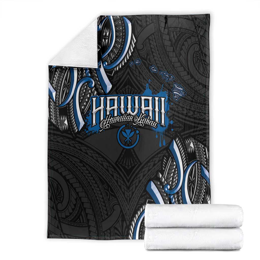 Traditional Art Hawaiian Kakau Tattoos Blanket Blue Color - Polynesian Pride