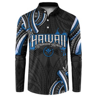 Traditional Art Hawaiian Kakau Tattoos Button Sweatshirt Blue Color LT03 Blue - Polynesian Pride