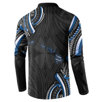 Traditional Art Hawaiian Kakau Tattoos Button Sweatshirt Blue Color LT03 - Polynesian Pride