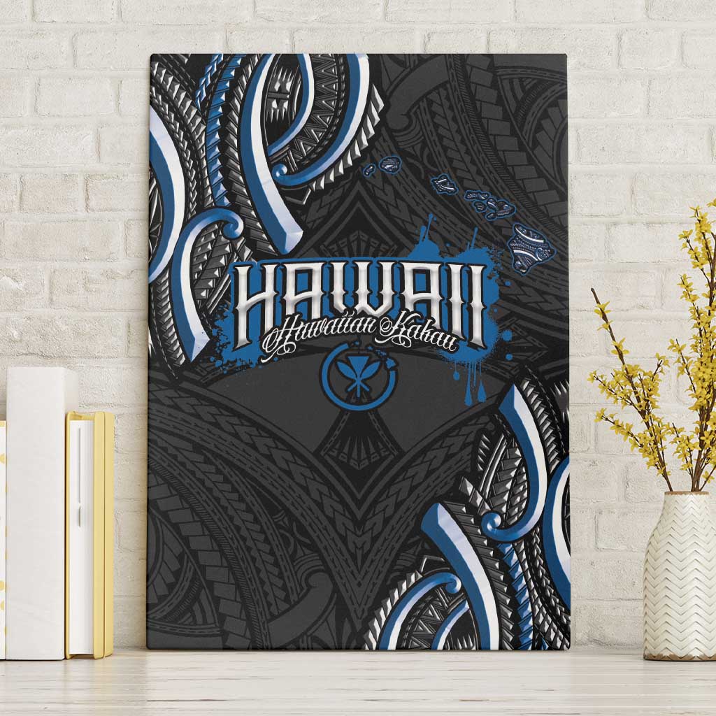 Traditional Art Hawaiian Kakau Tattoos Canvas Wall Art Blue Color LT03 Without Frame Blue - Polynesian Pride