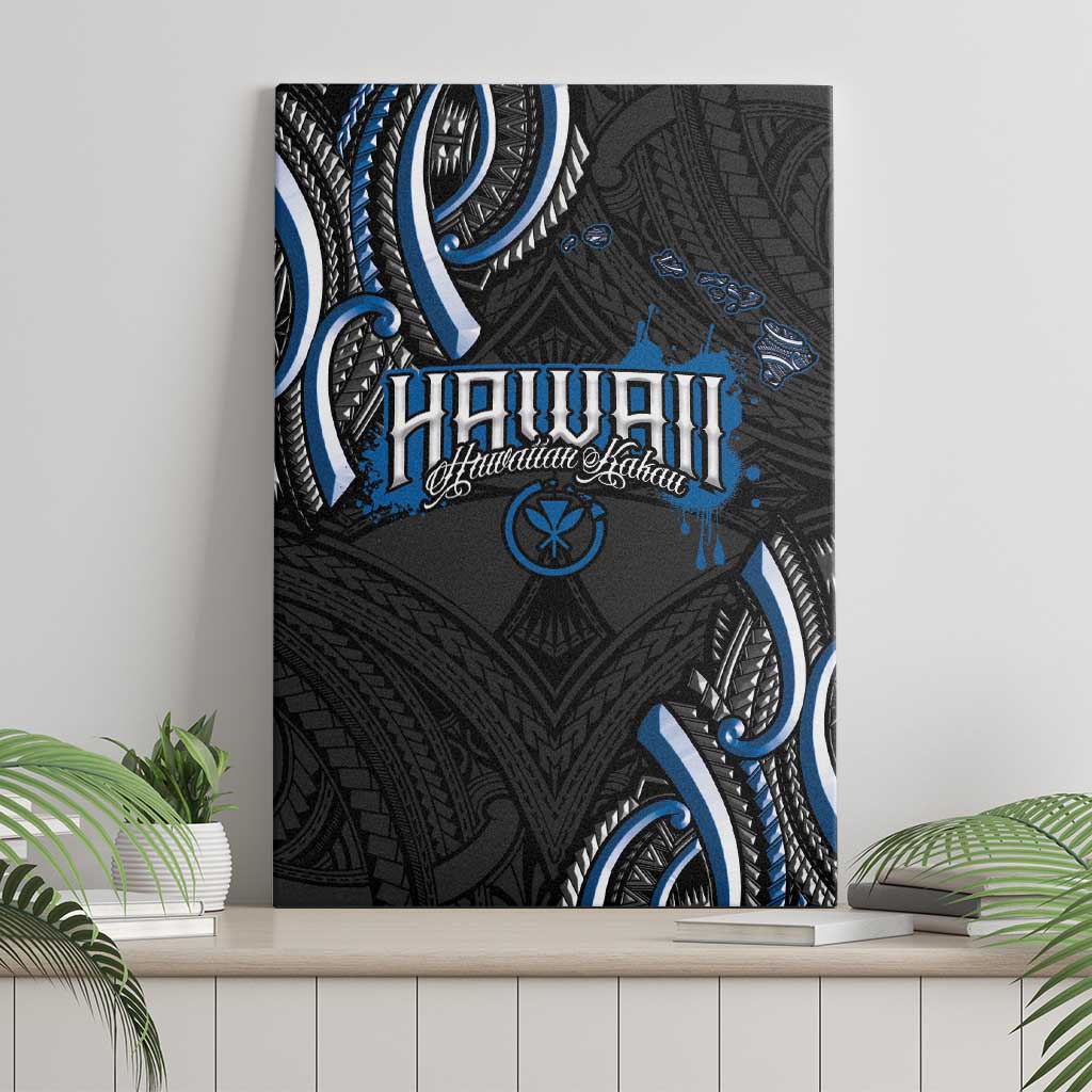 Traditional Art Hawaiian Kakau Tattoos Canvas Wall Art Blue Color LT03 - Polynesian Pride