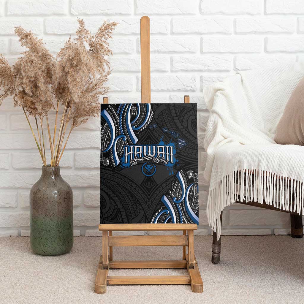 Traditional Art Hawaiian Kakau Tattoos Canvas Wall Art Blue Color LT03 - Polynesian Pride