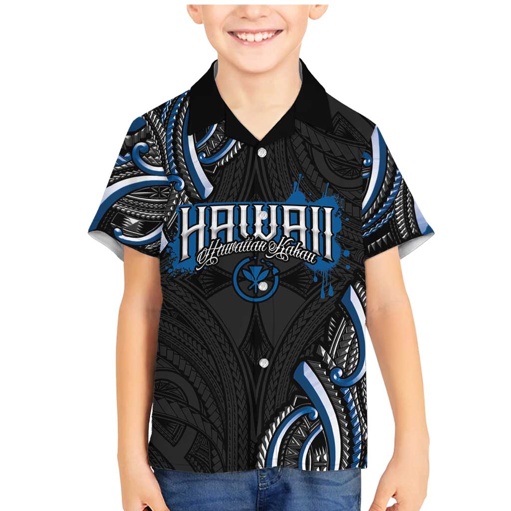Traditional Art Hawaiian Kakau Tattoos Family Matching Mermaid Dress and Hawaiian Shirt Blue Color - Polynesian Pride