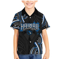 Traditional Art Hawaiian Kakau Tattoos Family Matching Mermaid Dress and Hawaiian Shirt Blue Color - Polynesian Pride