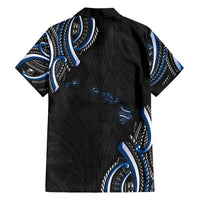 Traditional Art Hawaiian Kakau Tattoos Family Matching Short Sleeve Bodycon Dress and Hawaiian Shirt Blue Color - Polynesian Pride