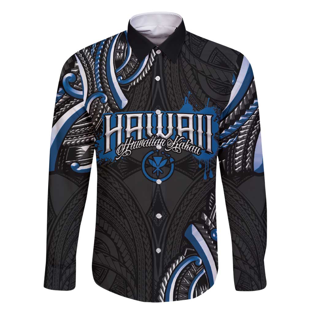 Traditional Art Hawaiian Kakau Tattoos Family Matching Short Sleeve Bodycon Dress and Hawaiian Shirt Blue Color - Polynesian Pride