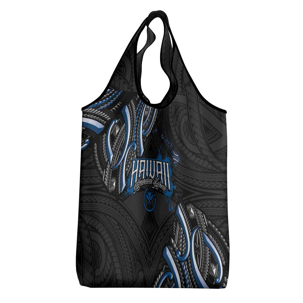Traditional Art Hawaiian Kakau Tattoos Grocery Bag Blue Color LT03 - Polynesian Pride