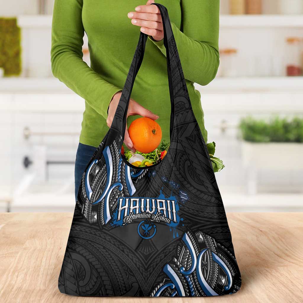 Traditional Art Hawaiian Kakau Tattoos Grocery Bag Blue Color LT03 - Polynesian Pride
