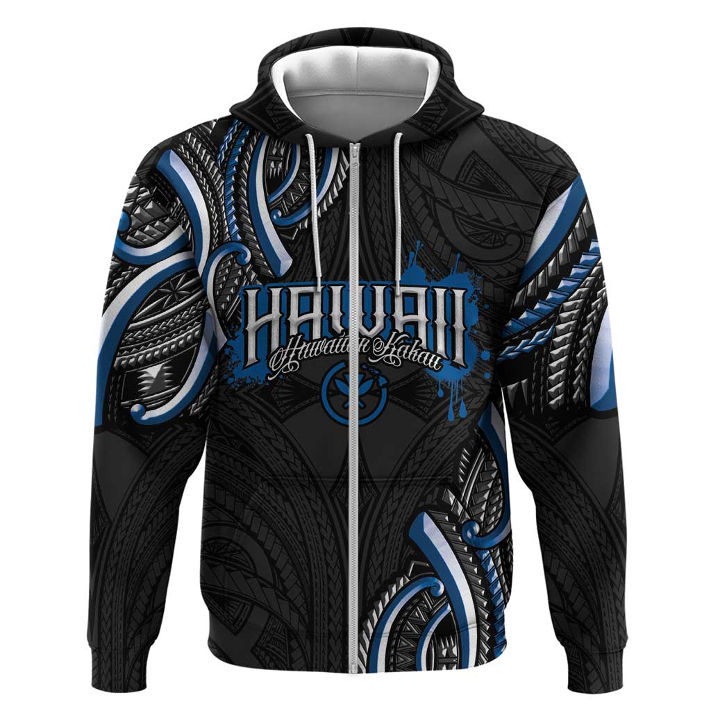 Traditional Art Hawaiian Kakau Tattoos Hoodie Blue Color - Polynesian Pride