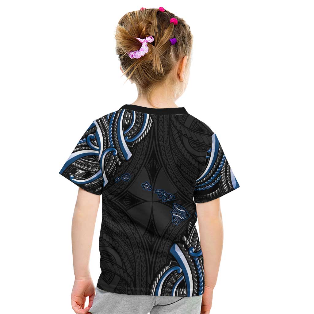 Traditional Art Hawaiian Kakau Tattoos Kid T Shirt Blue Color - Polynesian Pride