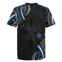 Traditional Art Hawaiian Kakau Tattoos Rugby Jersey Blue Color LT03 - Polynesian Pride