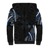 Traditional Art Hawaiian Kakau Tattoos Sherpa Hoodie Blue Color LT03 - Polynesian Pride
