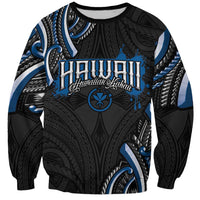 Traditional Art Hawaiian Kakau Tattoos Sweatshirt Blue Color LT03 Unisex Blue - Polynesian Pride
